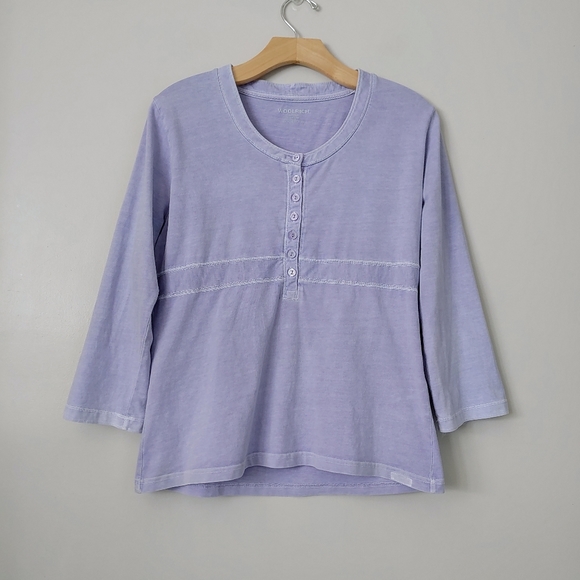 Woolrich Button Front T-Shirt 3/4 Sleeve Top Lilac Size Small - Picture 3 of 10